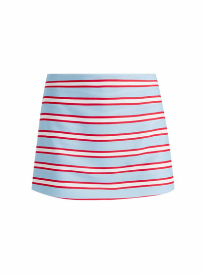 Mace Mini Skort In Teakwood Stripe Mineral Blue/b - Alice + Olivia Women