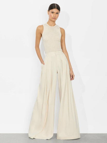 Simon Trouser In Oatmeal - Alice + Olivia Women