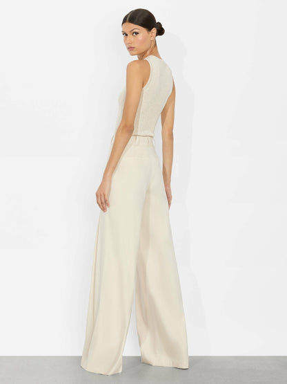 Simon Trouser In Oatmeal - Alice + Olivia Women