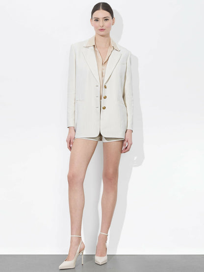 Michael Boxy Blazer In Chino/off White - Alice + Olivia Women