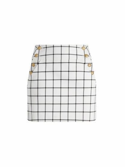 Donald Mini Skirt In Off White/black - Alice + Olivia Women