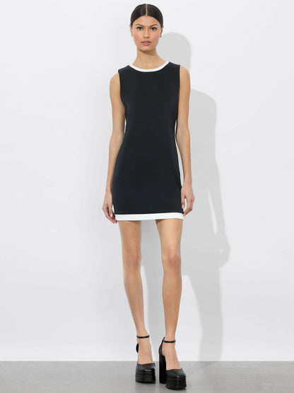 Wynell Mini Dress In Black/off White - Alice + Olivia Women