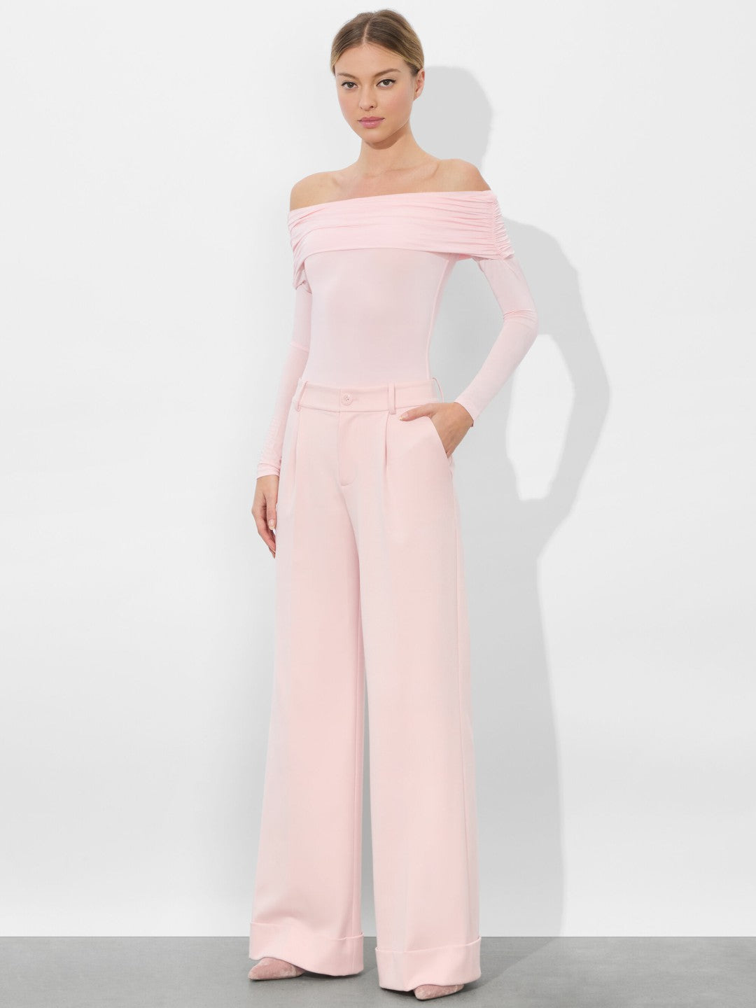 Mollie Convertible Bodysuit In Shell Pink - Alice + Olivia Women