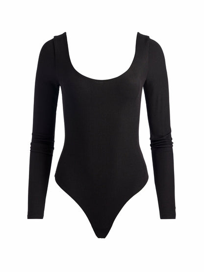 Rhys Ribbed Ballet Bodysuit In Black - Alice + Olivia Women