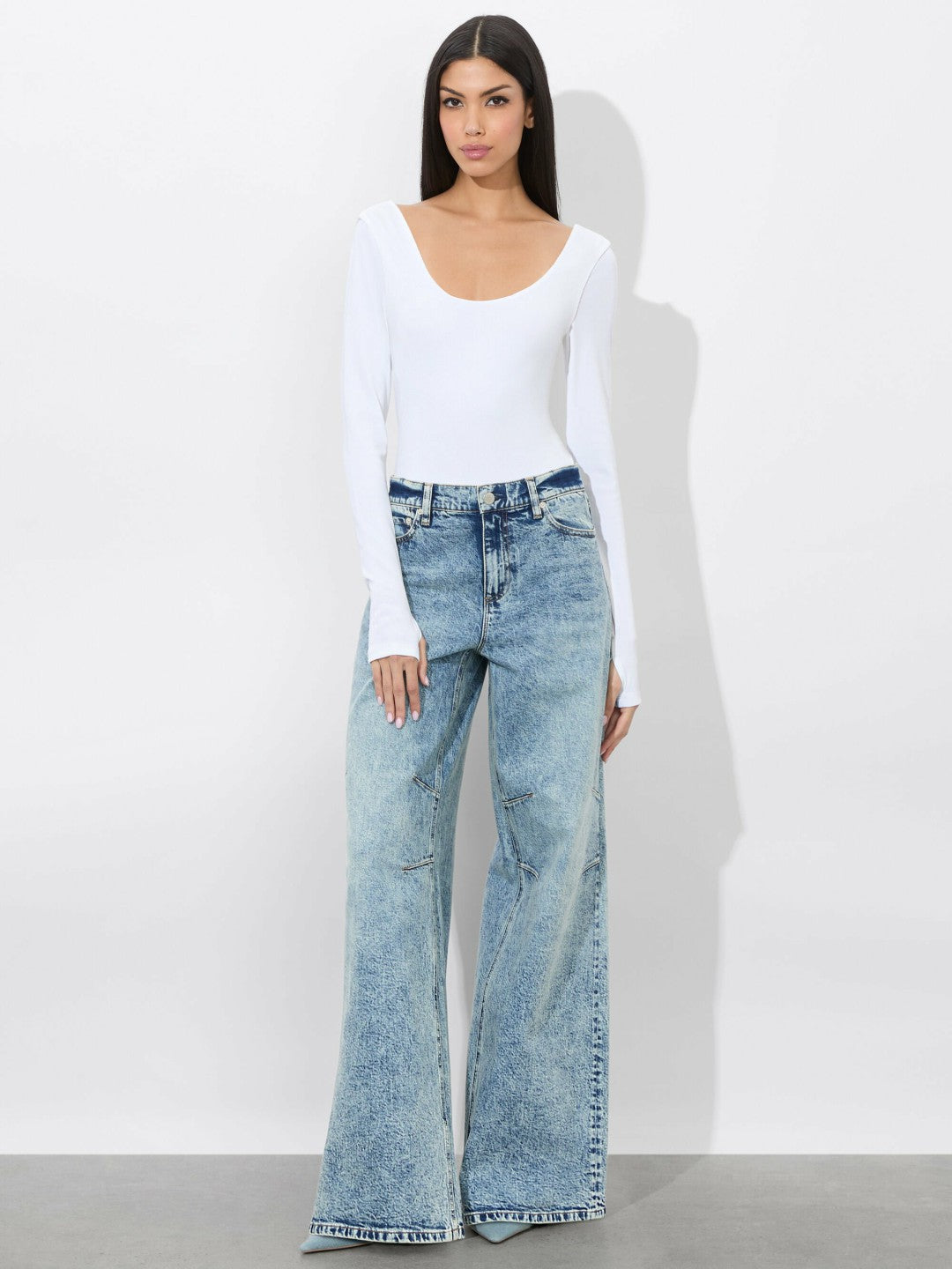 Rhys Ribbed Ballet Bodysuit In Off White - Alice + Olivia Women