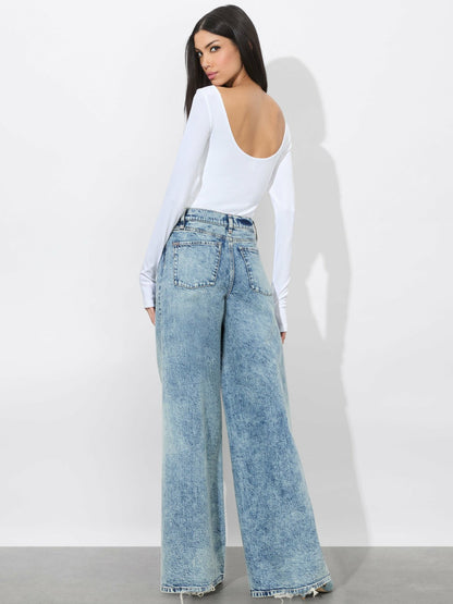 Rhys Ribbed Ballet Bodysuit In Off White - Alice + Olivia Women