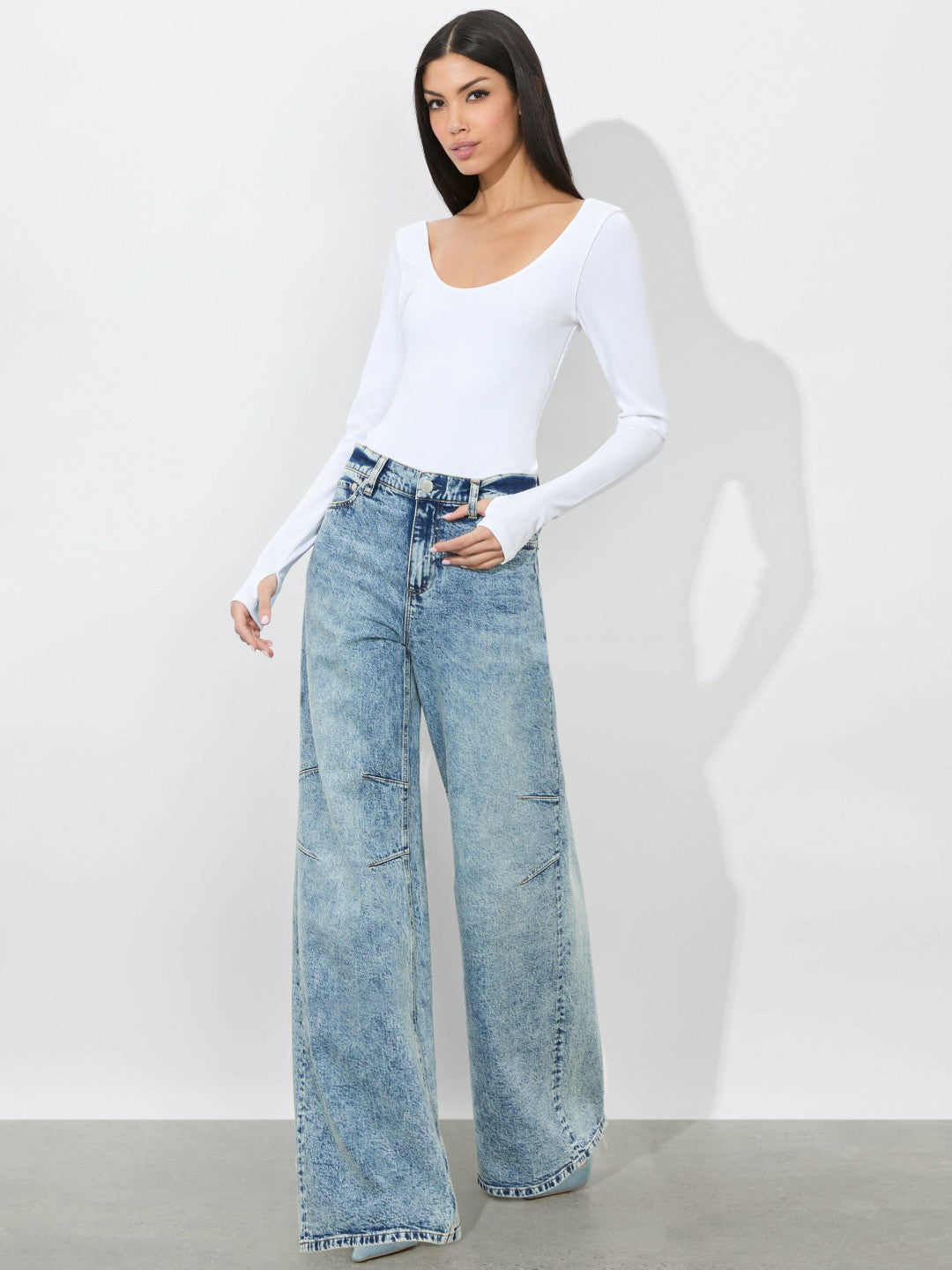 Rhys Ribbed Ballet Bodysuit In Off White - Alice + Olivia Women