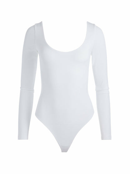 Rhys Ribbed Ballet Bodysuit In Off White - Alice + Olivia Women