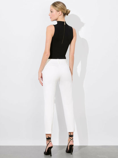 Stacey Slim Trouser In Off White - Alice + Olivia Women