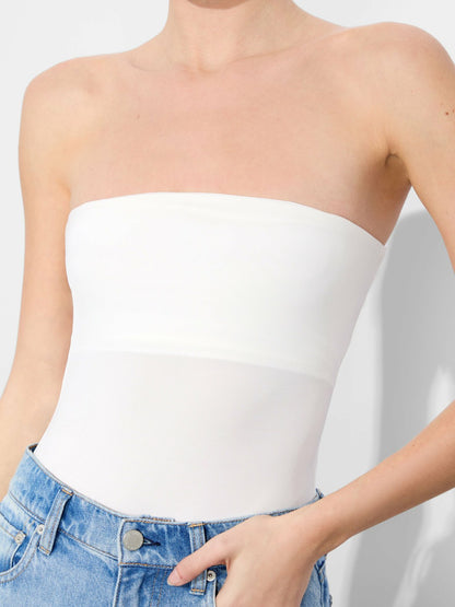 Naomi Strapless Bodysuit In Off White - Alice + Olivia Women