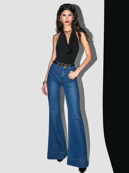 Ayanna Cowl Bodysuit In Black - Alice + Olivia Women