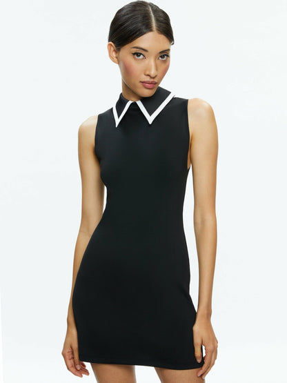 Wynell Mini Dress In Black/off White - Alice + Olivia Women