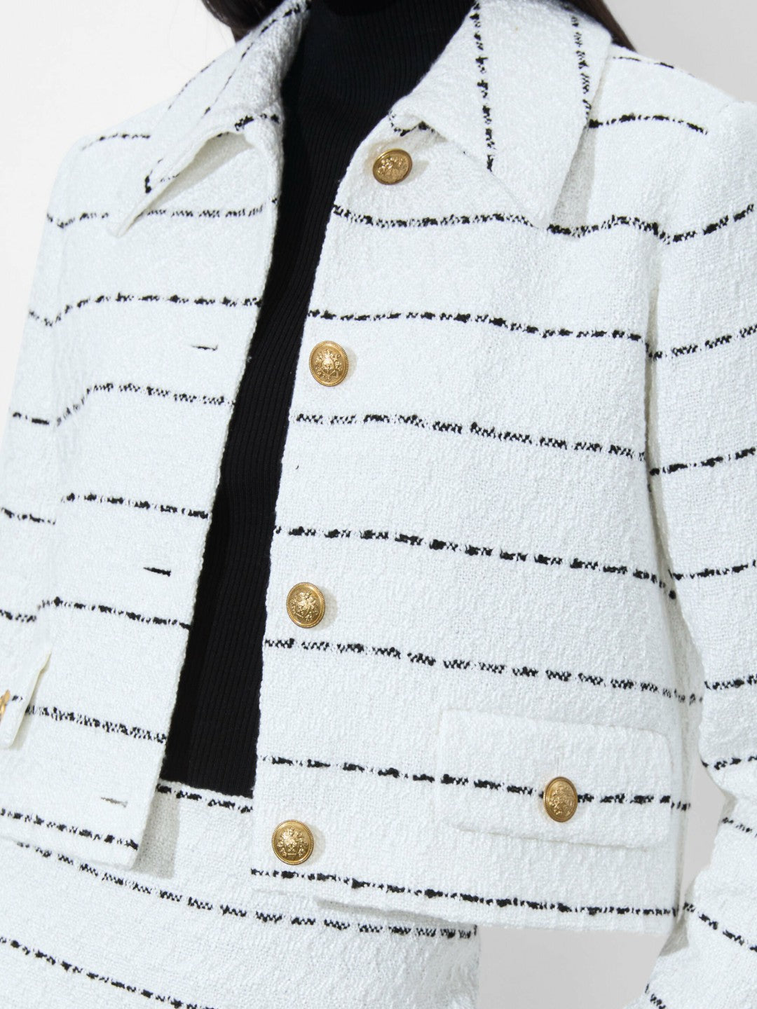 Denyson Boxy Jacket In Off White/black - Alice + Olivia Women