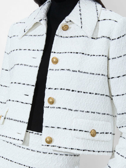 Denyson Boxy Jacket In Off White/black - Alice + Olivia Women