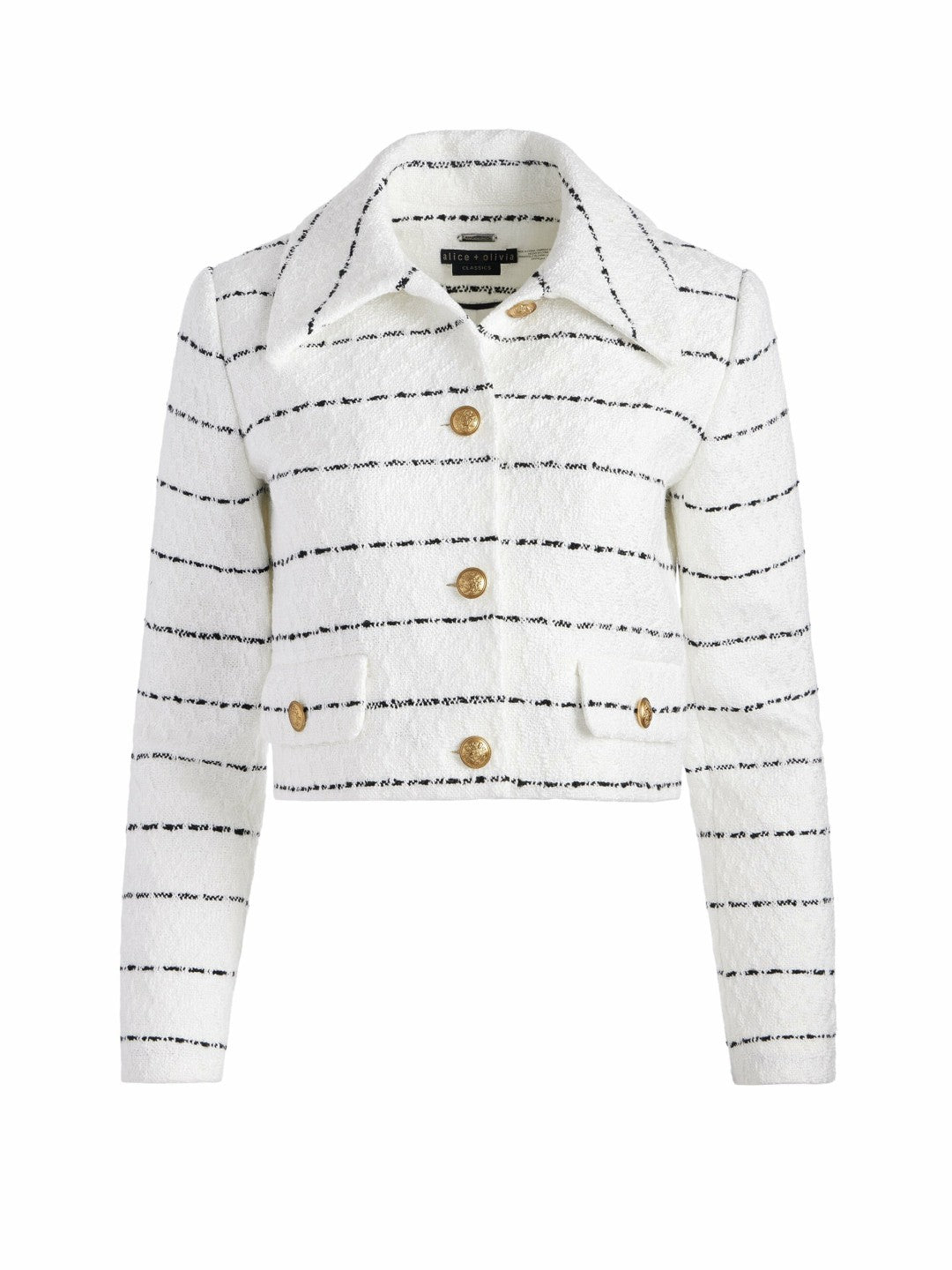 Denyson Boxy Jacket In Off White/black - Alice + Olivia Women
