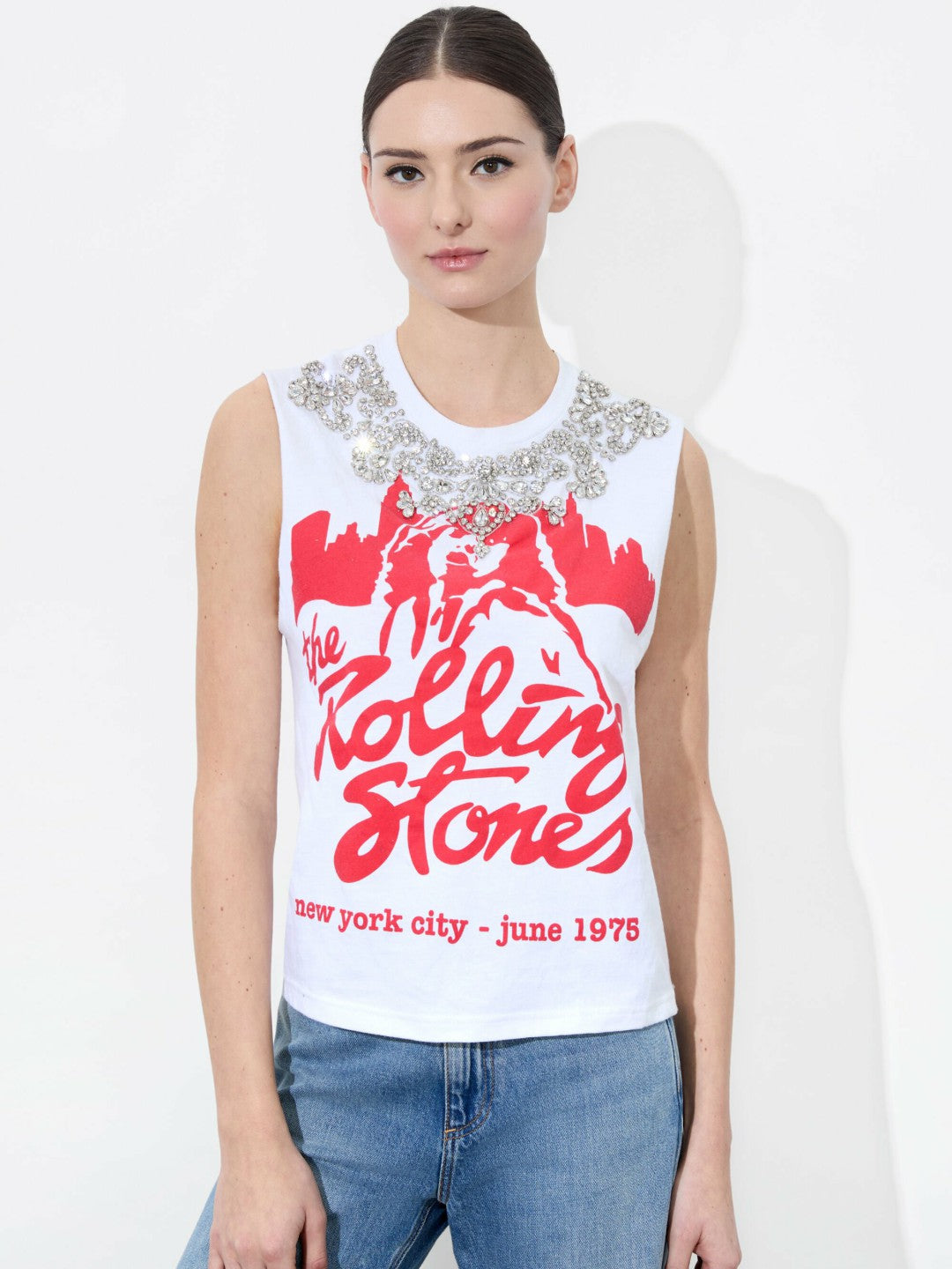 Micah Muscle Tank In Off White/multi - Alice + Olivia Women