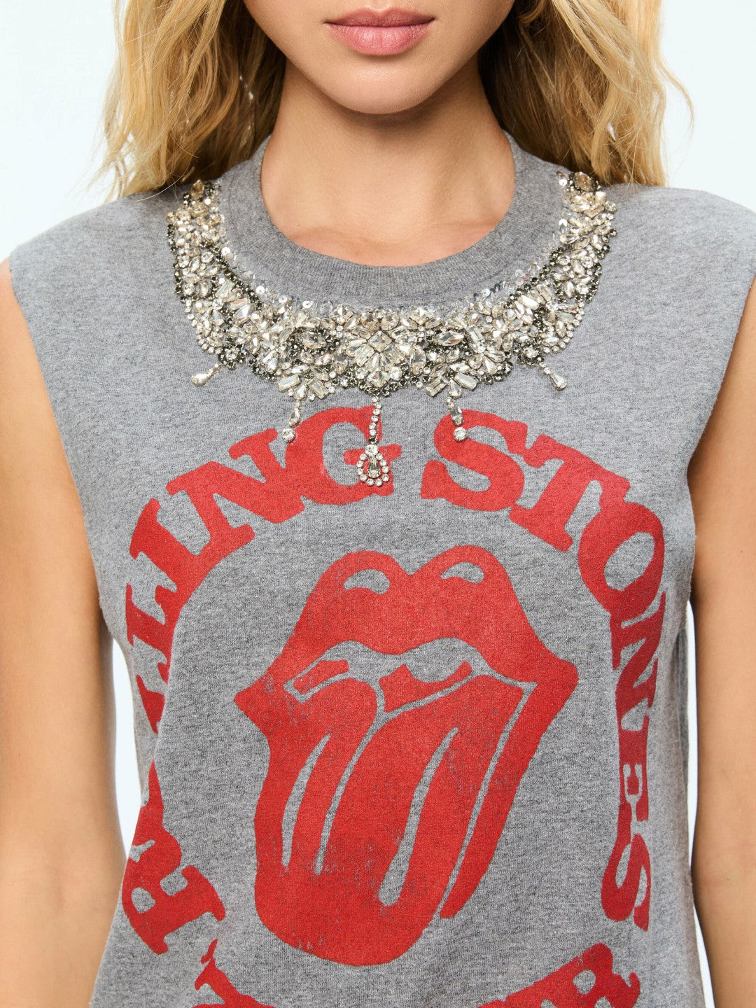 Micah Muscle Tank In Grey/bright Ruby - Alice + Olivia Women