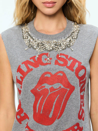 Micah Muscle Tank In Grey/bright Ruby - Alice + Olivia Women