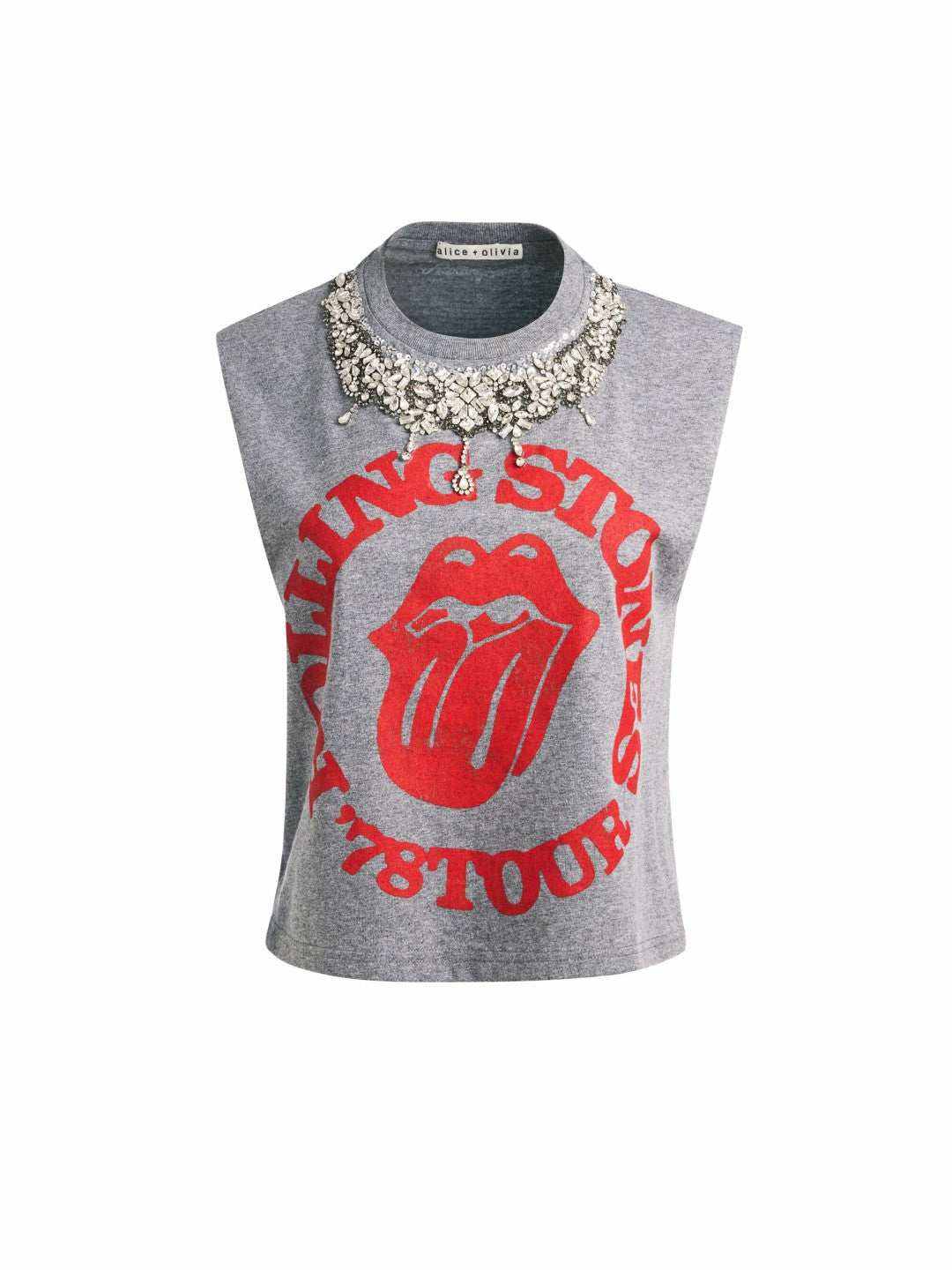 Micah Muscle Tank In Grey/bright Ruby - Alice + Olivia Women