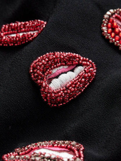 A+o X Tom Wesselmann Bret Long Blazer In Lip Sync Black - Alice + Olivia Women