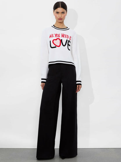 A+o X The Beatles Rorie Pullover In Soft White Multi - Alice + Olivia Women