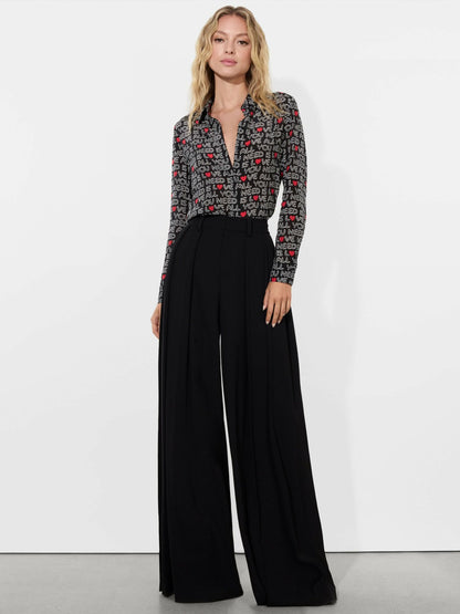 A+o X The Beatles Willa Placket Top In All You Need Is Love - Alice + Olivia Women