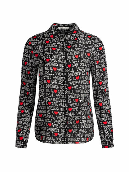 A+o X The Beatles Willa Placket Top In All You Need Is Love - Alice + Olivia Women