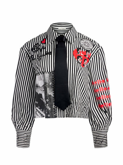 A+o X The Beatles Pam Embroidered Blouse In Black/off White - Alice + Olivia Women