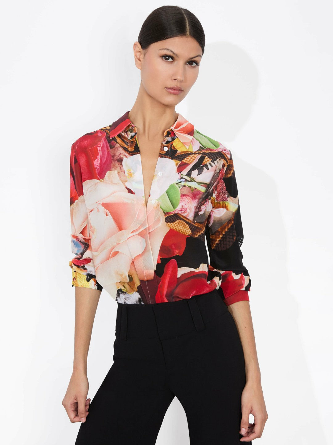 A+o X Kelly Dabbah Willa Placket Top In Thrive - Alice + Olivia Women