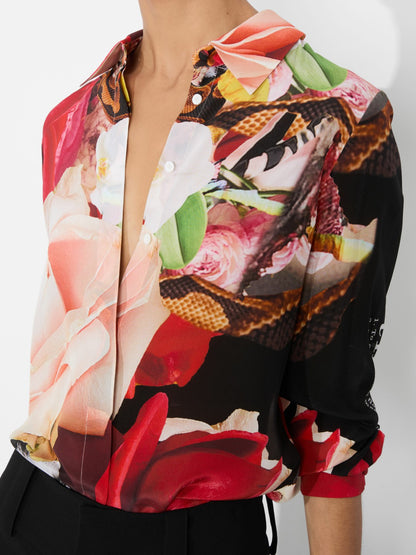A+o X Kelly Dabbah Willa Placket Top In Thrive - Alice + Olivia Women