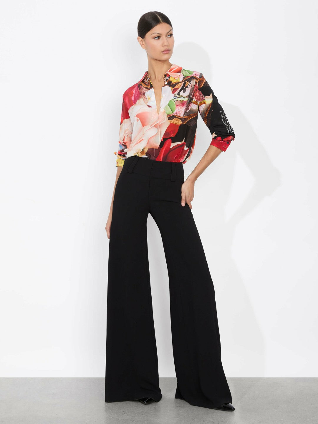 A+o X Kelly Dabbah Willa Placket Top In Thrive - Alice + Olivia Women