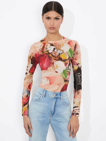 A+o X Kelly Dabbah Delaina Mesh Top In Thrive - Alice + Olivia Women