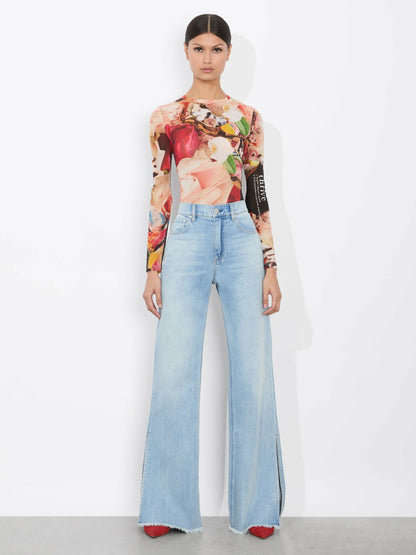 A+o X Kelly Dabbah Delaina Mesh Top In Thrive - Alice + Olivia Women