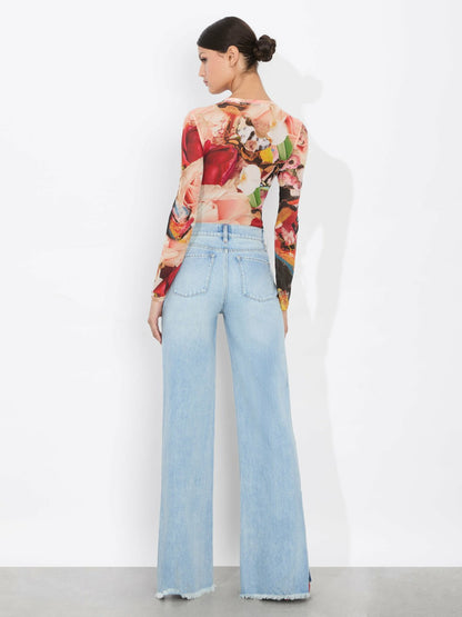 A+o X Kelly Dabbah Delaina Mesh Top In Thrive - Alice + Olivia Women
