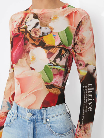 A+o X Kelly Dabbah Delaina Mesh Top In Thrive - Alice + Olivia Women