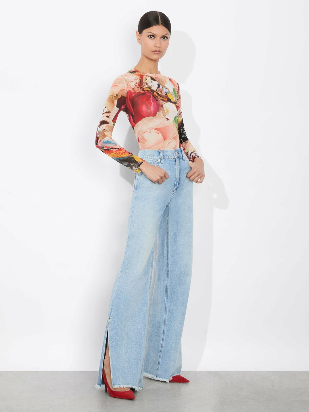A+o X Kelly Dabbah Delaina Mesh Top In Thrive - Alice + Olivia Women