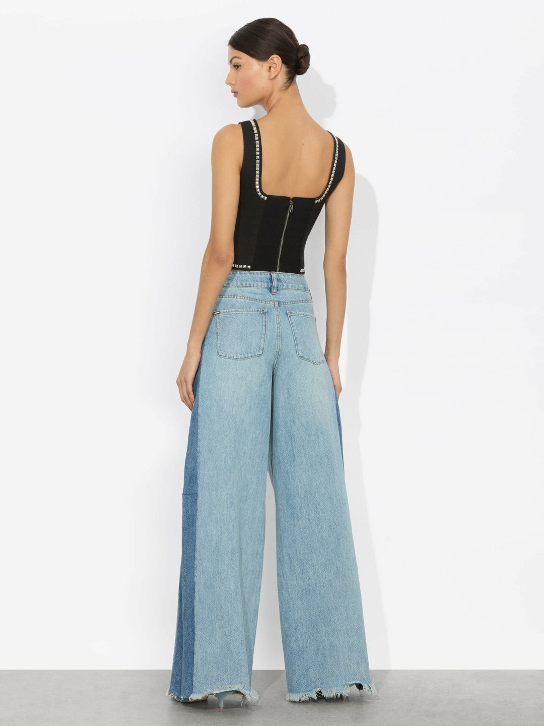 Breslin Band Tee Corset In Black Multi - Alice + Olivia Women