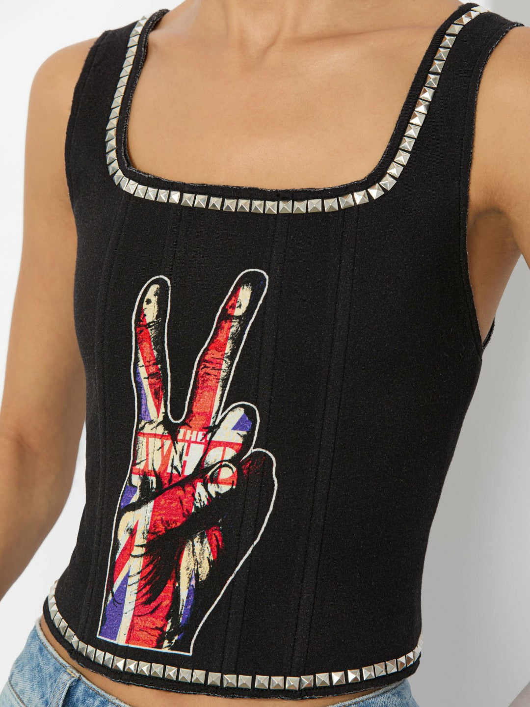 Breslin Band Tee Corset In Black Multi - Alice + Olivia Women
