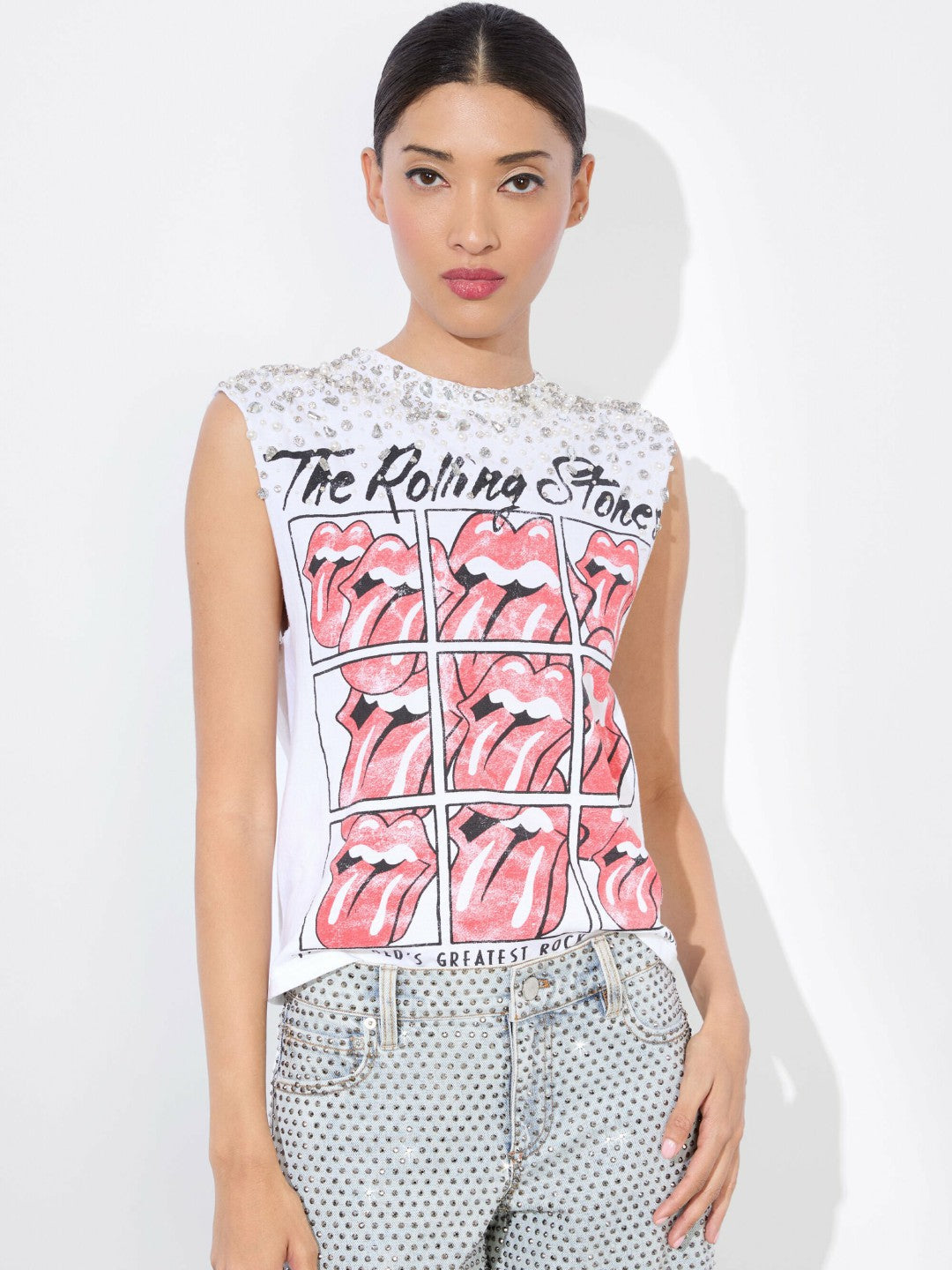 Micah Muscle Tank In Off White Multi - Alice + Olivia Women
