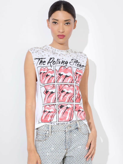 Micah Muscle Tank In Off White Multi - Alice + Olivia Women