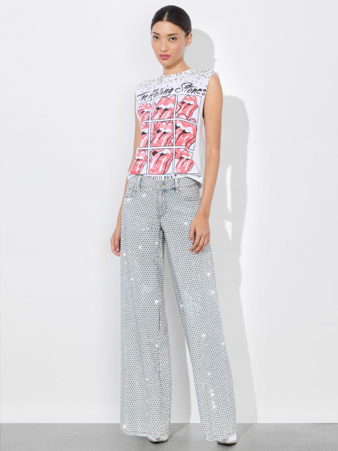 Micah Muscle Tank In Off White Multi - Alice + Olivia Women