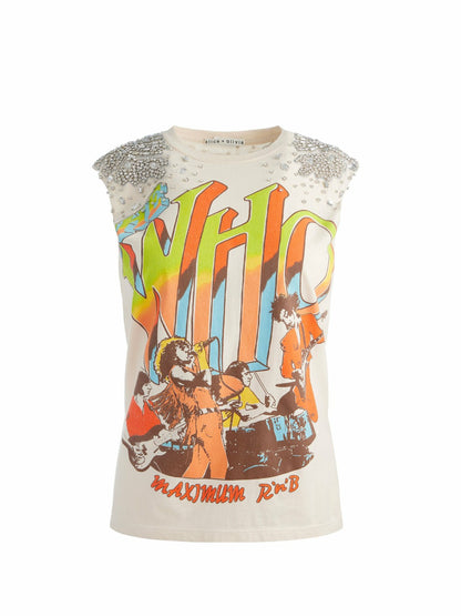 Micah Muscle Tank In Natural - Alice + Olivia Women